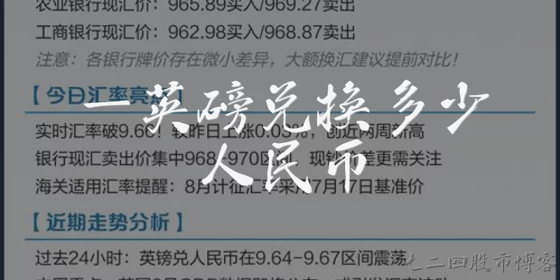 一英磅兑换多少人民币